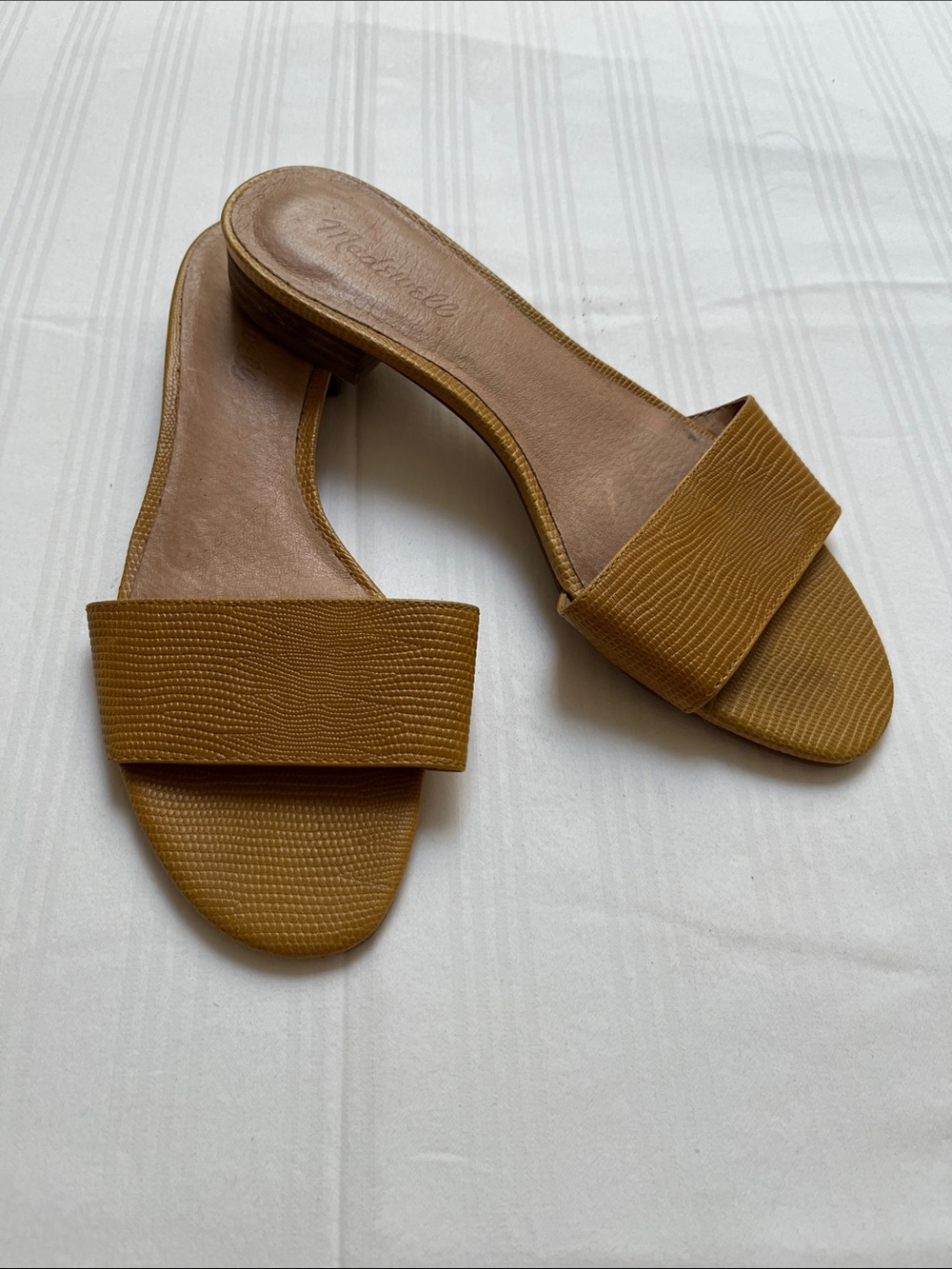 Madewell Leather Flat Mule Sandals - Mustard Yellow | Size 8